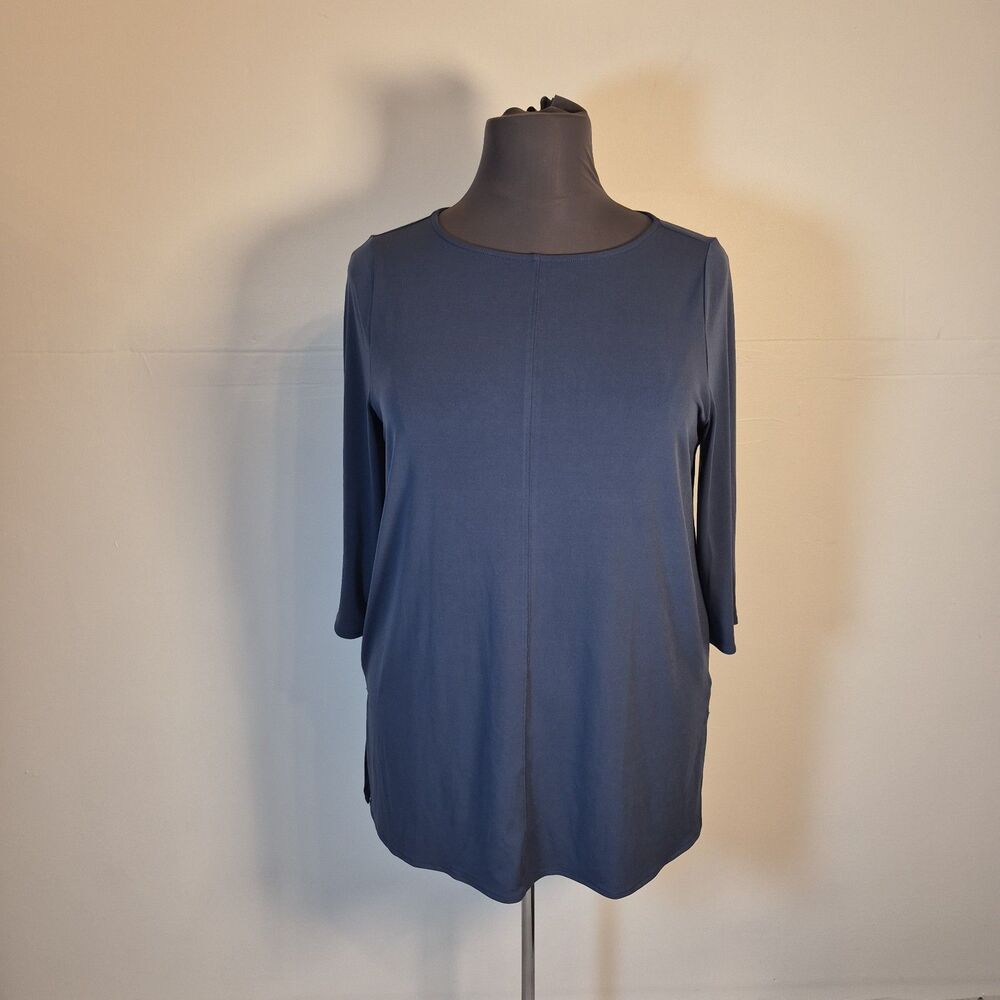 Alfani Elements Women's Tunic Top Size XXL Sargasso Sea Blue 3/4 Sleeve